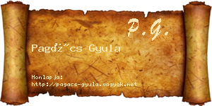 Pagács Gyula névjegykártya