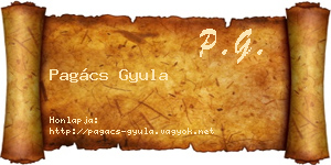 Pagács Gyula névjegykártya